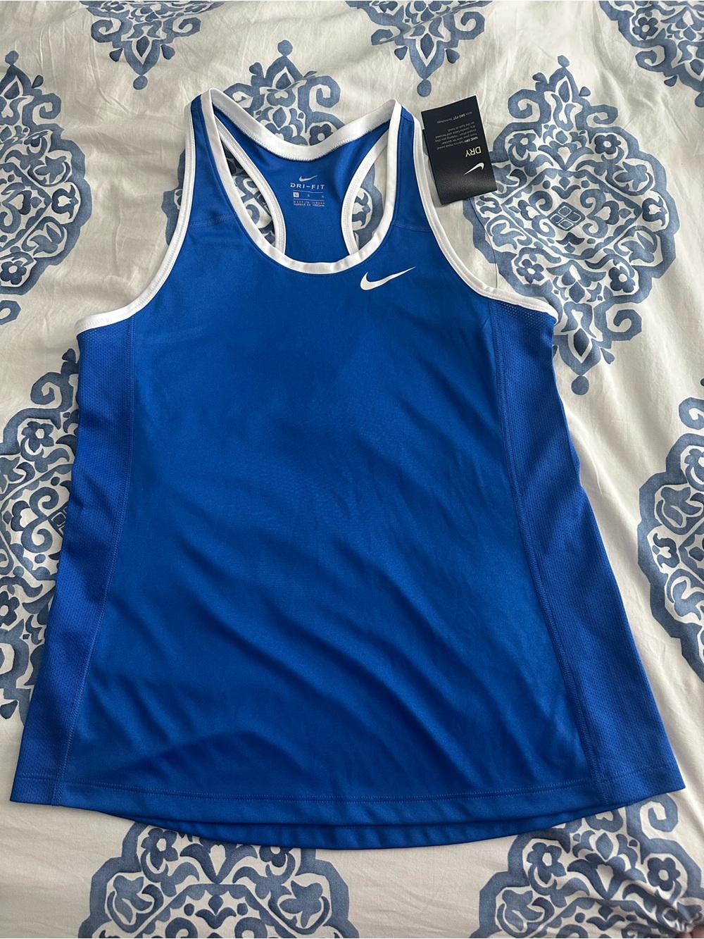 Nike Women’s Royal Blue Racerback Tank with White Trim
